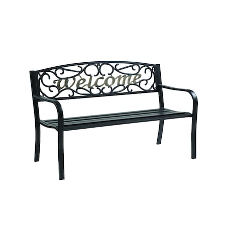 Living Accents Living Accents Black Steel Welcome Park Bench 33.5 in. H X 50.5 in. L X 23.5 in. D KMS620C